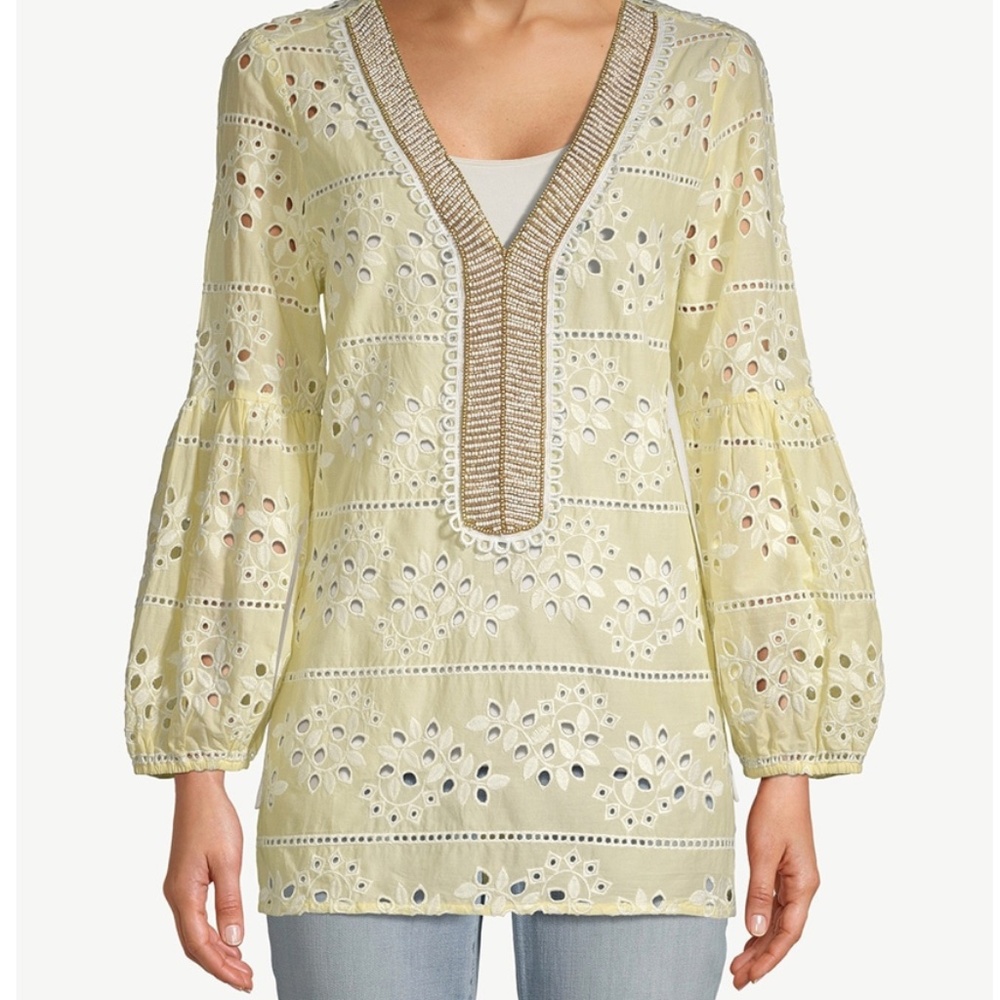 Chicos Embellished-Eyelet Top